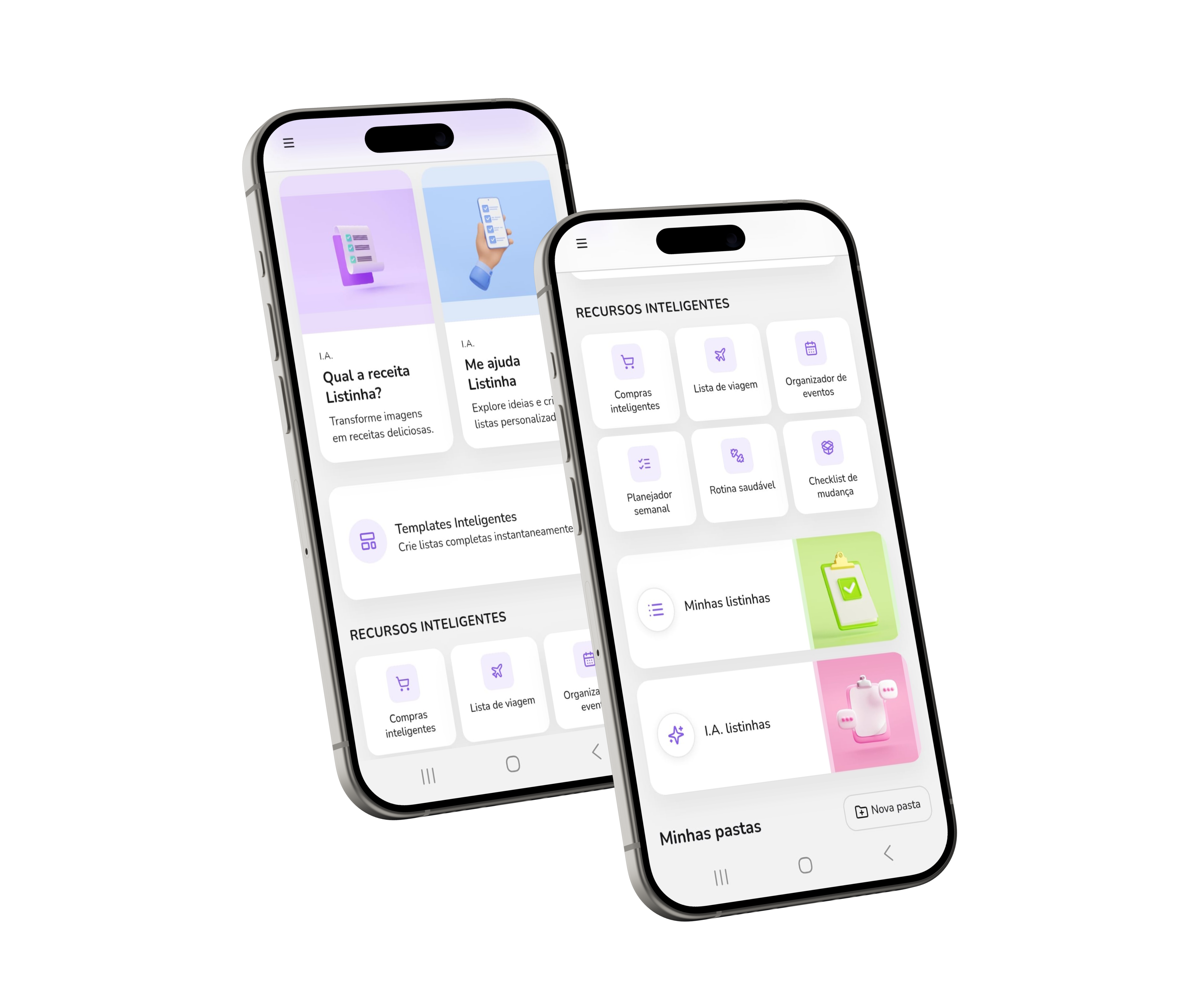 Mockup do app Listinha